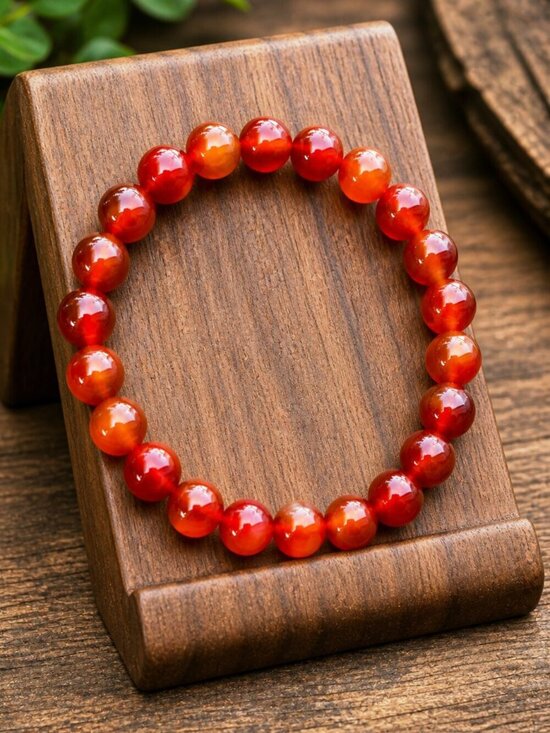 Artisan Jewelry - Carnelian Gemstone Stretch Bracelet | Handmade